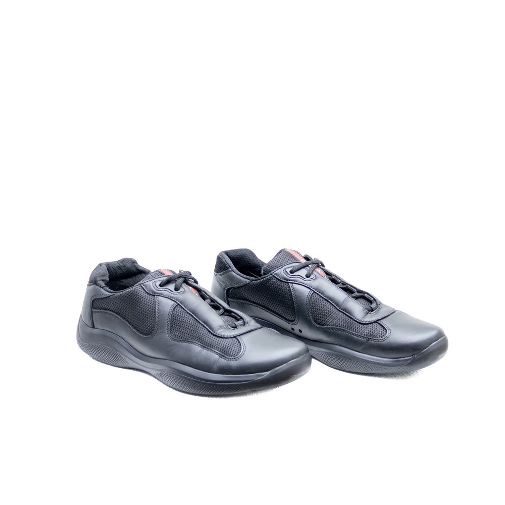 Prada Americas Cup Leather‎ & Mesh Sneakers – Black Size UK 7/ US 8 - Picture 7 of 13